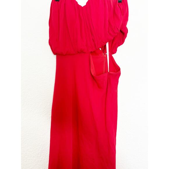 Third Form Overflow 2.0 Strapless Midi Dress Size 8 Red Satin Strapless Cocktail - Picture 9 of 13